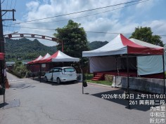 新北中和帳篷租借-受鎮宮牌樓入口處活動帳與舞台配置
