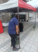 桃園八德開幕活動快速帳架設與專用沙包配重安全施工