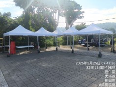 桃園大溪影視拍攝案場-5頂快速帳與活動桌椅整體配置實績