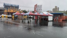 桃園平鎮長照嘉年華-東勢建安宮主殿側面視角會場全景